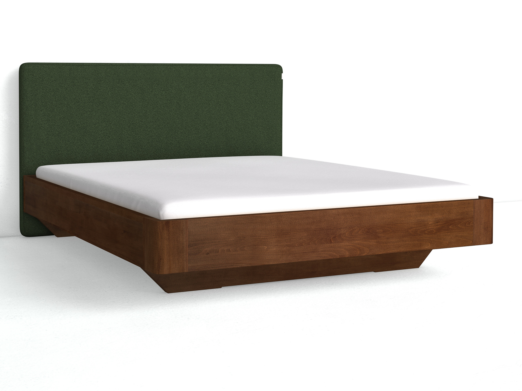 Buchenbett Dunkel „Clarissa" mit Polsterkopfteil „Michael" glatt, 190 cm, Loden in Tannenwald