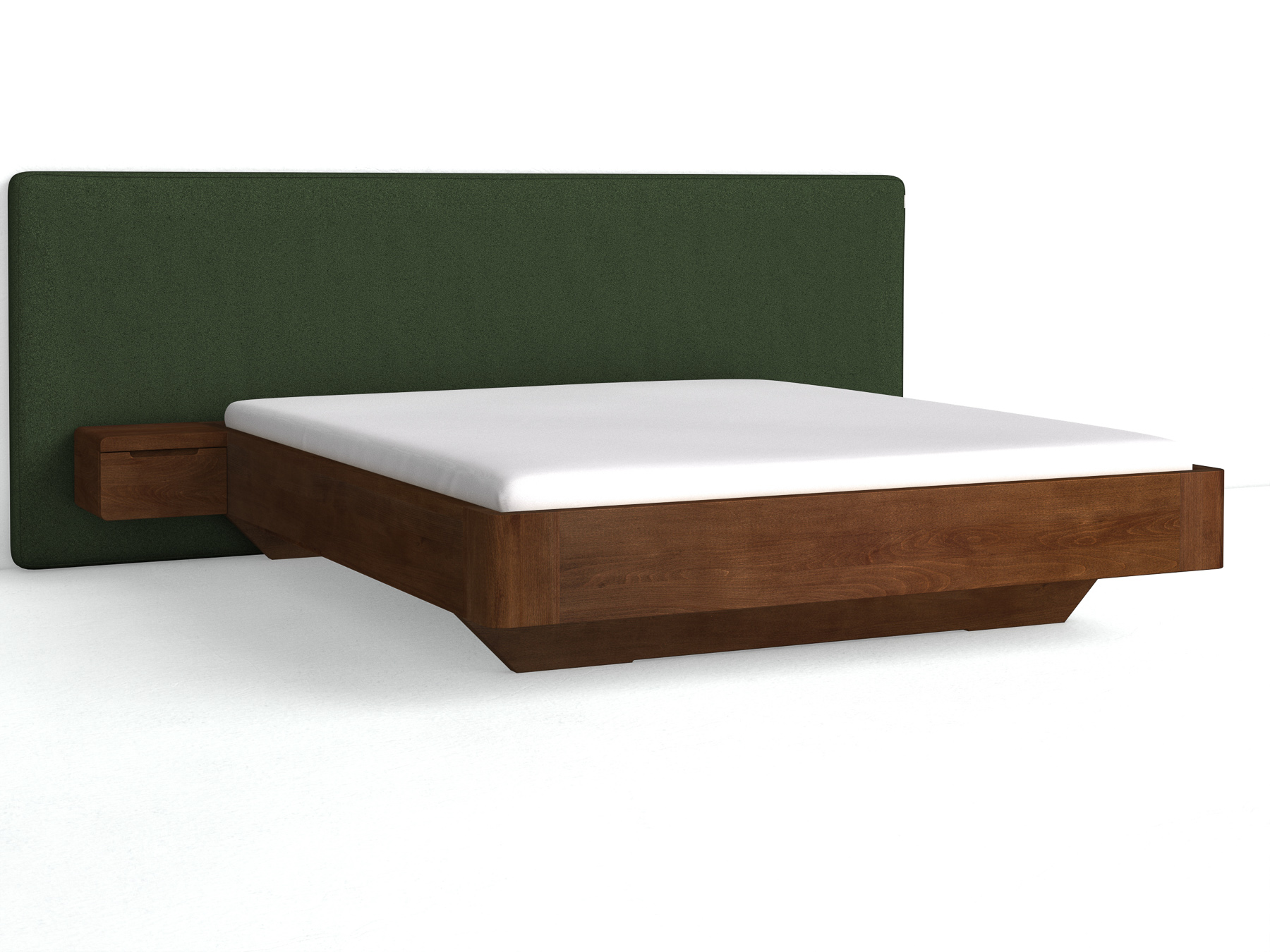 Buchenbett Dunkel „Clarissa" mit Polsterkopfteil „Michael" glatt, 290 cm, Loden in Tannenwald