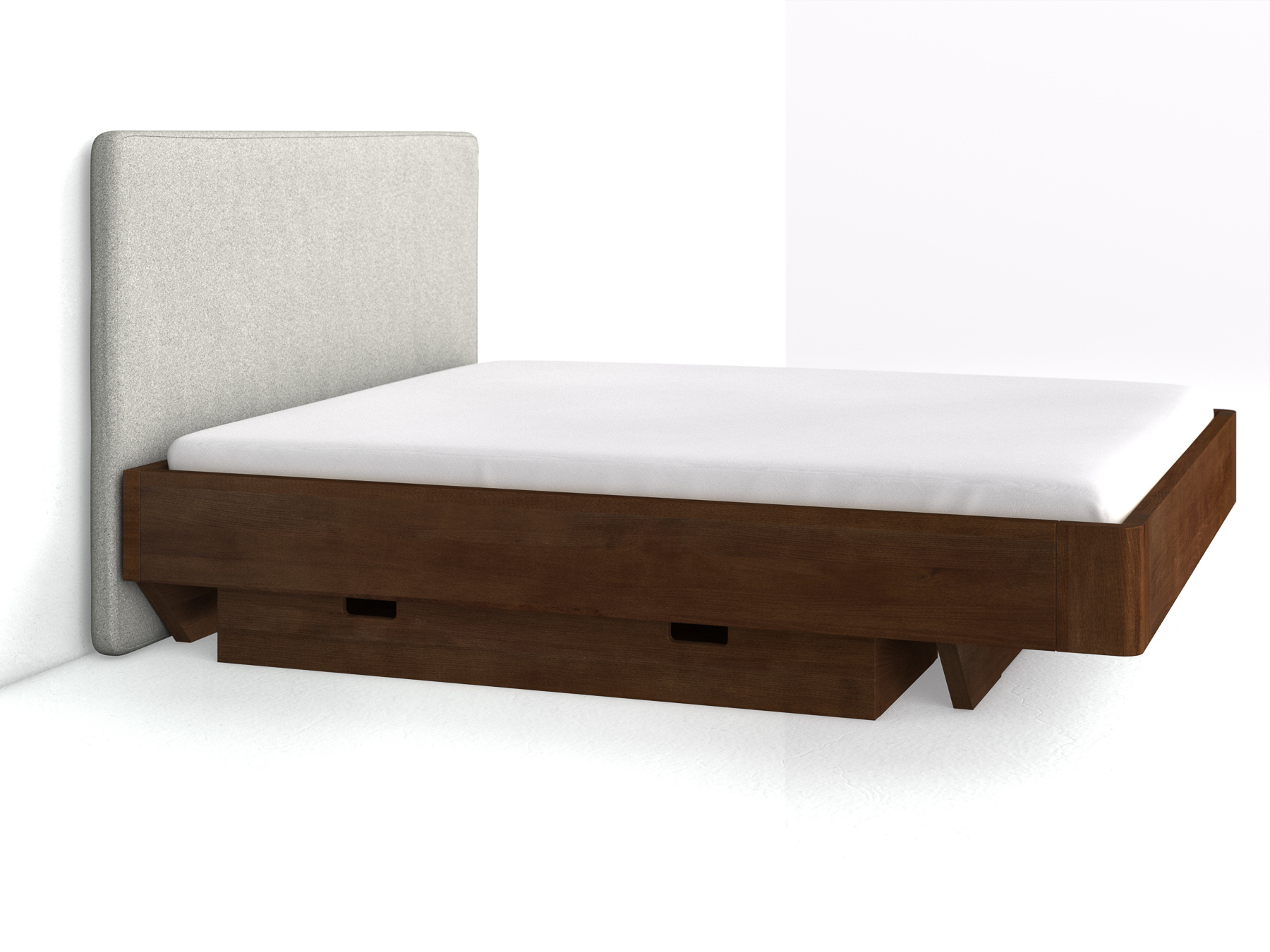 Buchenbett Dunkel „Clarissa“ in 180 x 200 cm, mit langer Unterbettkommode