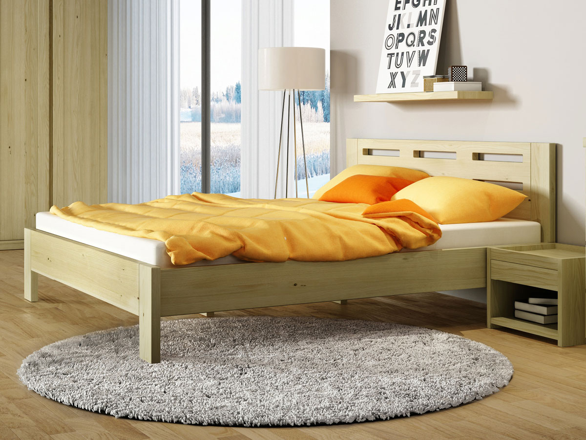 Schlafzimmer aus Massivholz Kastanie mit Bett "Claudia" 180 x 200 cm