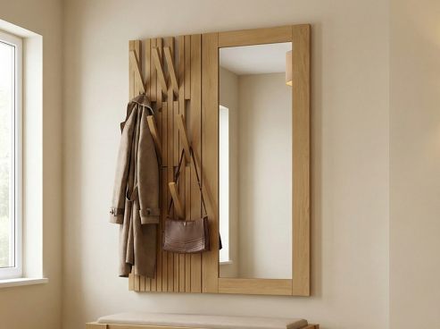 Garderobe „Agnes“ aus Eiche Hell mit Spiegel rechts