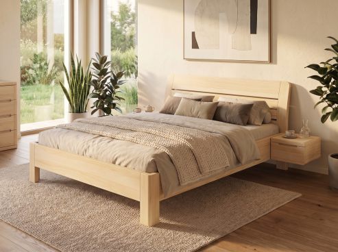 Eschenbett „Alina“ in 180 x 200 cm mit zwei Nachttischen Griff: Griffleiste B