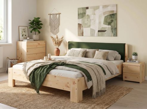 Zirbenholzbett „Alois“ mit Polsterkopfteil
