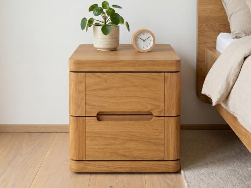 Nachttisch aus Zirbenholz mit Lade
