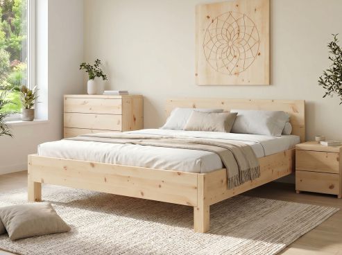 Zirbenbett „Daniel“ 180 x 200 cm - mit geradem Fußteil und Kopfteil „Standard“