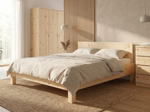 Zirbenbett „Daniel“ 180 x 200 cm - mit geradem Fußteil und Kopfteil „Standard“