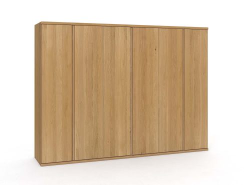 Eichenschrank Hell „Valentin“, 6-türig, Höhe 220 cm, Griffausführung „Patrizia“