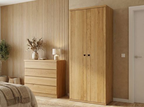 Eichenschrank „Egon“, 2-türig, Höhe 220 cm, Griffausführung „Heidi“
