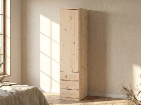 Zirbenschrank „Egon“, 1-türig, Höhe 220 cm, Griffausführung „Patrizia“, Inneneinrichtung: D, Türanschlag links