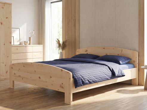 Zirbenbett „Kerstin“ 180 x 200 cm - mit niedrigem, rundem Fußteil