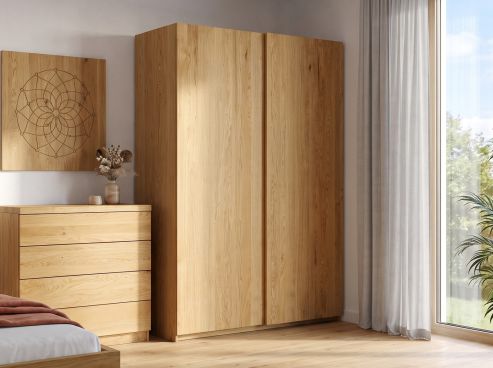 Eichenschrank „Ludwig", 2-türig, Höhe 220 cm, Inneneinrichtung: A, Grifflos