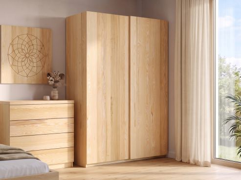 Eschenschrank „Ludwig", 2-türig, Höhe 220 cm, Inneneinrichtung: A, Grifflos