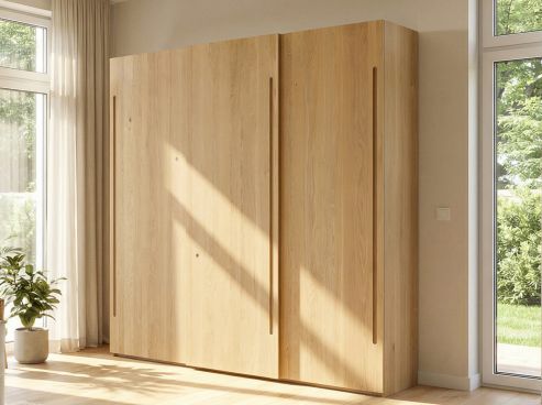 Schiebetürenschrank aus Eiche Hell „Ludwig“ 3-türig