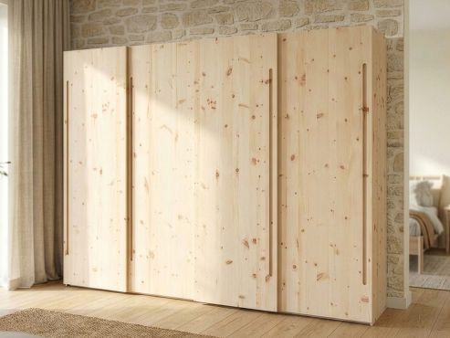 Zirbenschrank „Ludwig", 4-türig, Höhe 220 cm, Inneneinrichtung: A, Griff: C