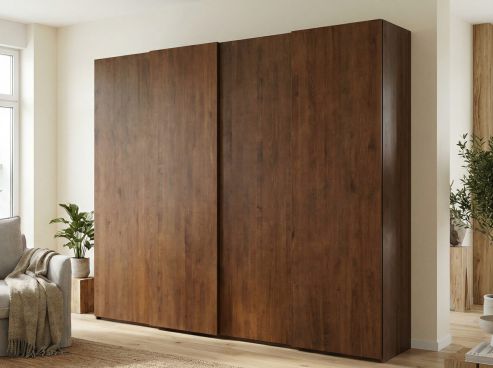 Buchenschrank Dunkel „Ludwig", 4-türig, Höhe 220 cm, Inneneinrichtung: A, Grifflos