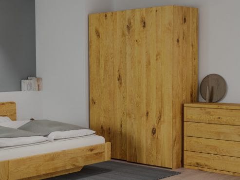 Wildeichenschrank „Ludwig", 2-türig, Höhe 220 cm, Inneneinrichtung: A, Grifflos