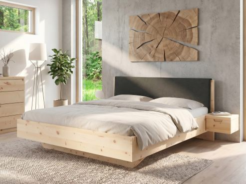 Zirbenbett „Lukas“ mit Polsterkopfteil