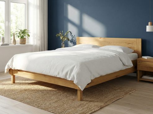 Wildeichenbett „Max“ 180 x 200 cm mit geradem Kopfteil