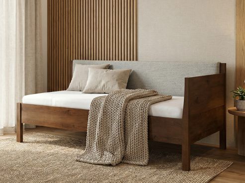 Sofabett „Melanie“ Kernbuche Dunkel mit Polsterkopfteil