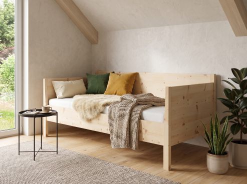 Zirben-Schlafsofa „Melanie“ 90 x 200 cm - mit zwei Armlehnen