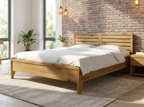 Wildeichenbett „Nina“  in 180 x 200 cm, ohne erhöhtem Fußteil