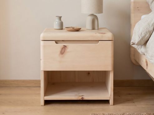 Nachttisch aus Zirbenholz mit Lade