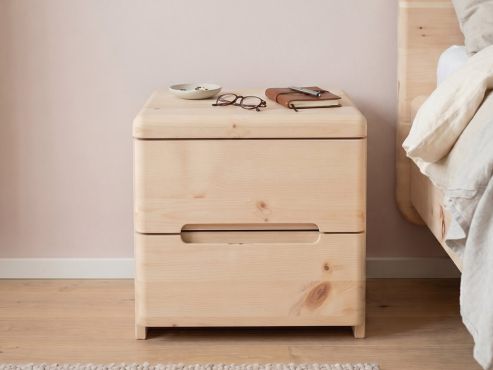 Nachttisch aus Zirbenholz mit Lade
