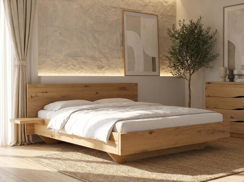 Bett „Patrizia“ aus Wildeiche Hell in 180 x 200 cm