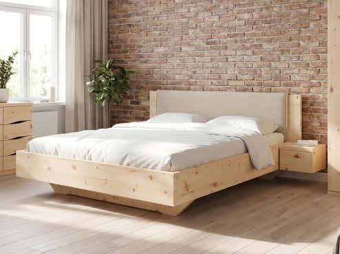 Zirbenholzbett „Patrizia“ mit Polsterkopfteil