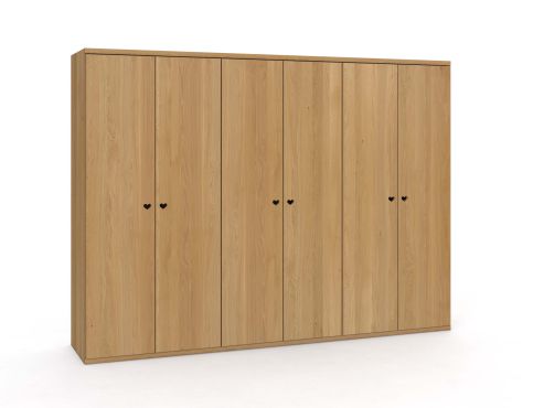 Eichenschrank „Romana“, 6-türig, Höhe 220 cm, Griffausführung „Heidi“
