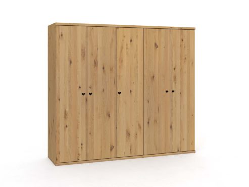 Wildeichenschrank Hell „Romana“, 5-türig, Höhe 220 cm, Griffausführung „Heidi“