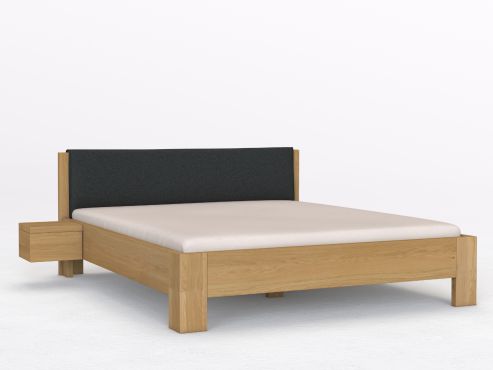 Eichenbett Hell „Alois“ mit Polsterkopfteil