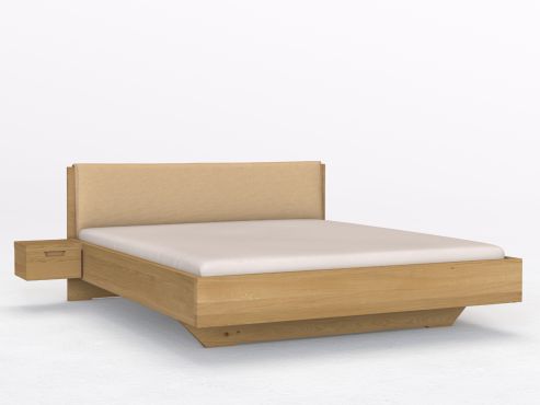 Eichenbett Hell „Lukas“ mit Polsterkopfteil
