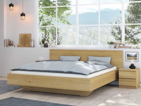 Bett „Patrizia“ aus Wildeiche Hell in 180 x 200 cm