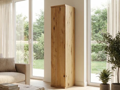 Wildeichenschrank „Romana“, 1-türig, Höhe 220 cm, Griffausführung „Patrizia“, Türanschlag: rechts