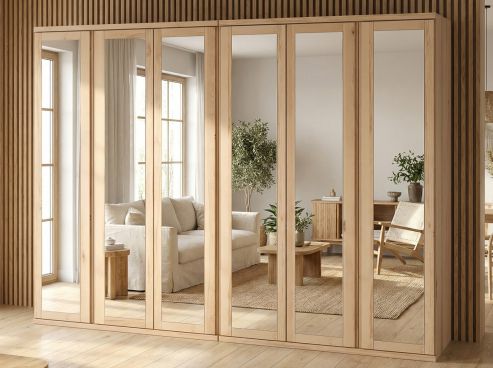 Drehtürenschrank „Sandra“ Kernbuche 6-türig