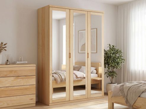 Eschenschrank „Sandra“, 3-türig, Höhe 220 cm, Griffausführung „Lukas“