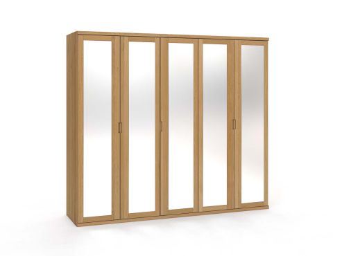 Eichenschrank Hell „Sandra“, 5-türig, Höhe 220 cm, Griffausführung „Lukas" 