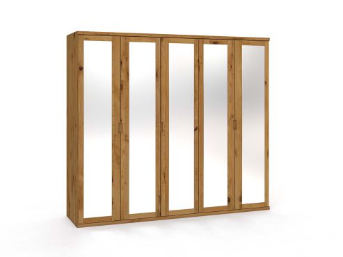 Wildeichenschrank „Sandra“, 5-türig, Höhe 220 cm, Griffausführung „Lukas"