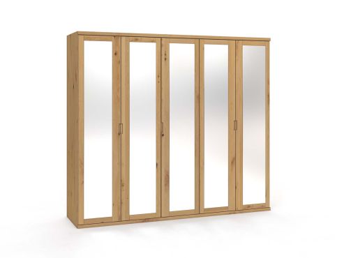 Wildeichenschrank Hell „Sandra“, 5-türig, Höhe 220 cm, Griffausführung „Lukas“