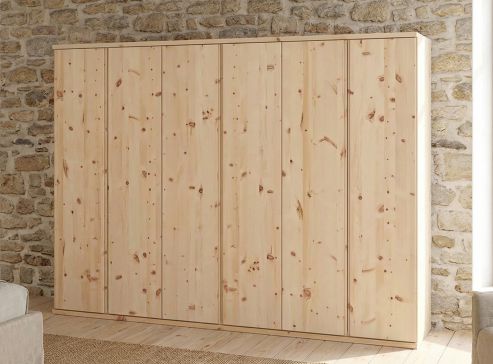 Zirbenschrank „Valentin“, 6-türig, Höhe 220 cm, Griffausführung „Patrizia“, Inneneinrichtung: A 