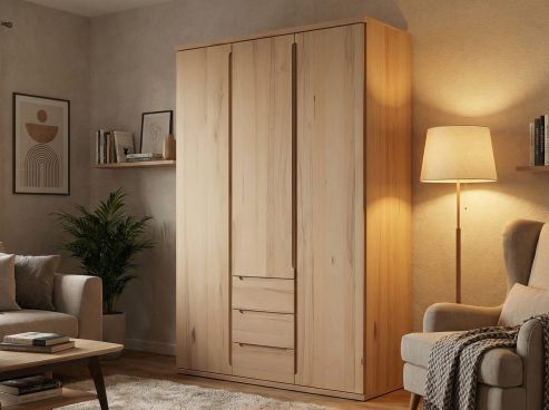 Drehtürenschrank „Valentin“ Kernbuche 3-türig