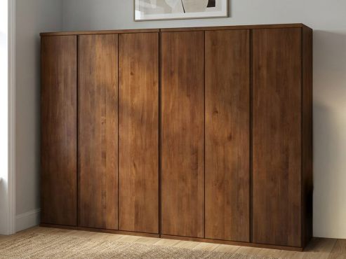 Buchenschrank Dunkel „Valentin“, 6-türig, Höhe 220 cm, Griffausführung „Patrizia“