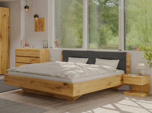 Wildeichenbett „Valentina“ mit Polsterkopfteil