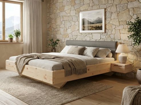 Zirbenbett „Valentina“ mit Polsterkopfteil
