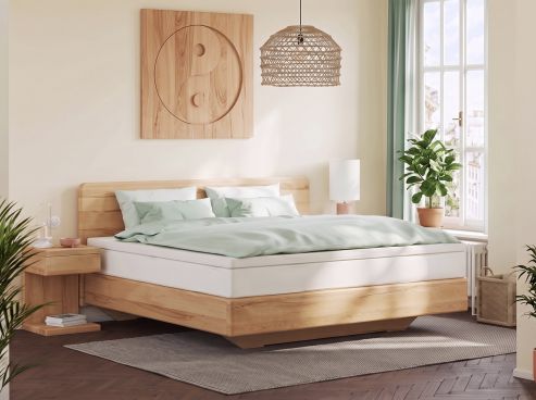 Buchenbett „Valentina“ Boxspring in 180 x 200 cm mit geradem Kopfteil