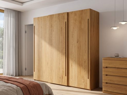 Eichenschrank „Viktor", 3-türig, Höhe 220 cm mit Griff C