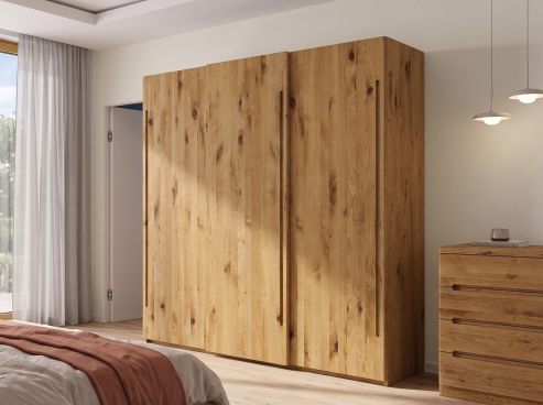 Wildeichenschrank „Viktor", 3-türig, Höhe 220 cm mit Griff C