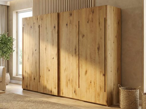 Wildeichenschrank „Viktor", 4-türig, Höhe 220 cm, Griff C