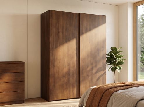 Kernbuchenschrank Dunkel „Viktor", 2-türig, Höhe 220 cm, Grifflos